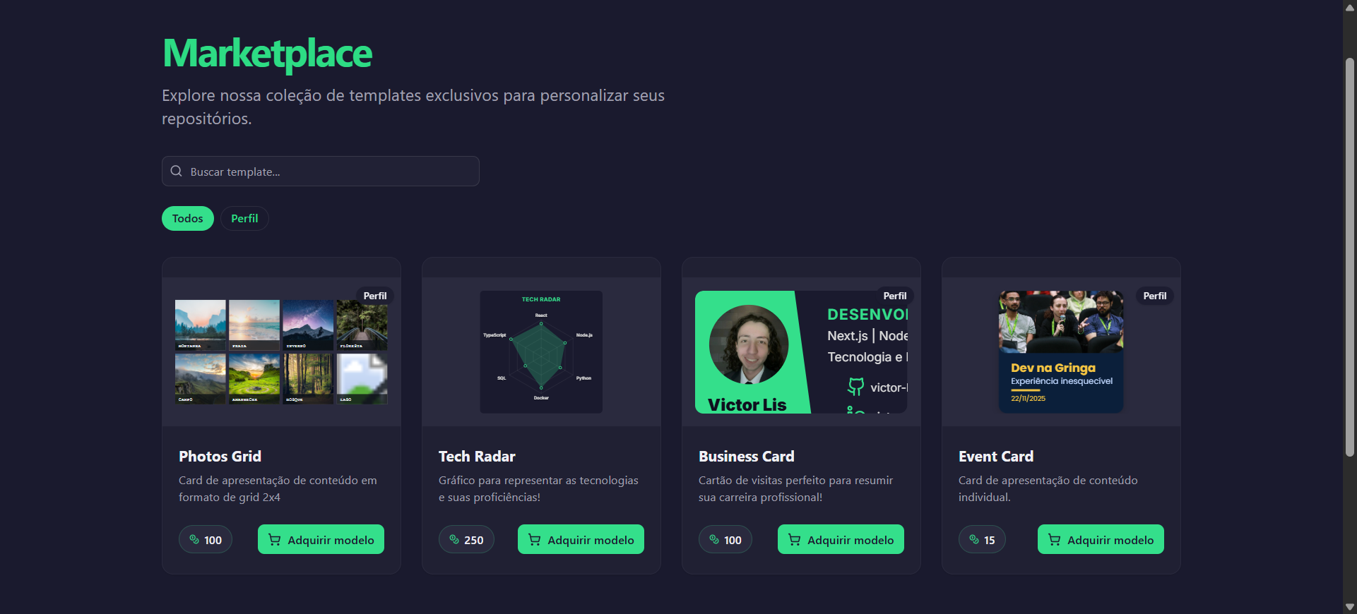 2. Escolha seu Template